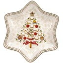 Sarkanbalts porcelāna servīzes trauks zvaigznes formā Villeroy & Boch Gingerbread Village, 24,5 x 24,5 cm
