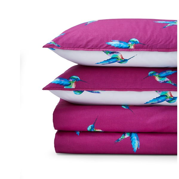 Balta/violeta divguļamā kokvilnas gultas veļa 230x220 cm Hummingbird – Their Nibs
