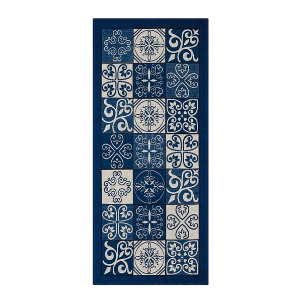 Zils augstas izturības virtuves paklājs Webtappeti Maiolica Blu, 55 x 190 cm