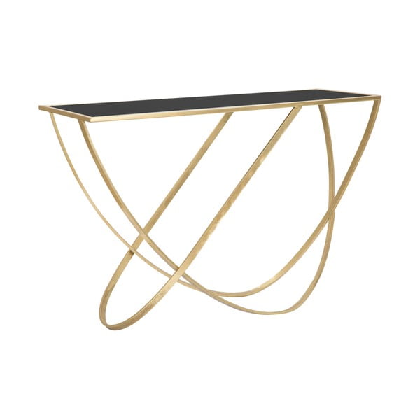 Melns/zelta krāsas konsoles galds ar stikla galda virsmu 40x120 cm Ring – Mauro Ferretti