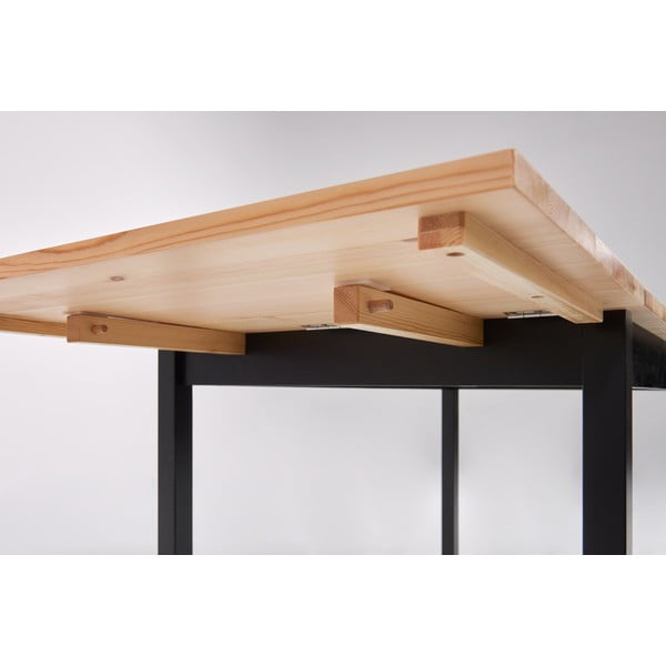 Saliekamais ēdamgalds no priedes koka ar melnu konstrukciju Bonami Essentials Brisbane, 120 (200) x 70 cm-image-4
