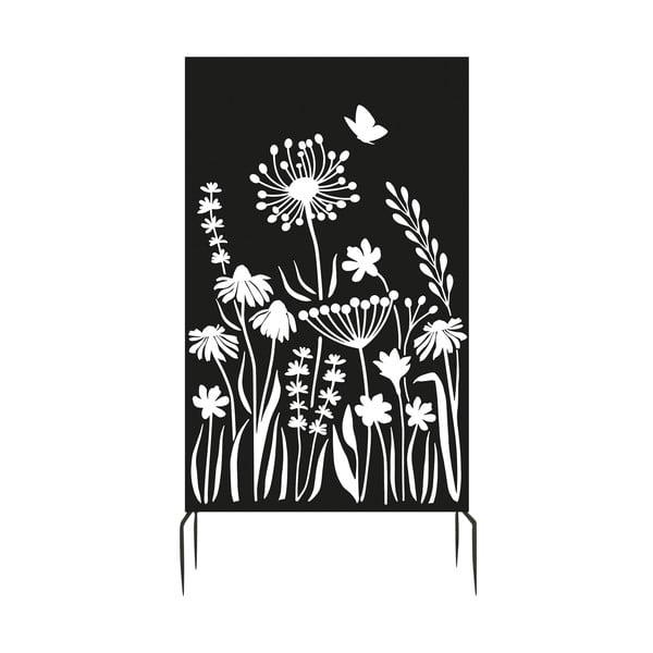 Melns metāla balkona aizslietnis 100x186 cm Flowers – Esschert Design