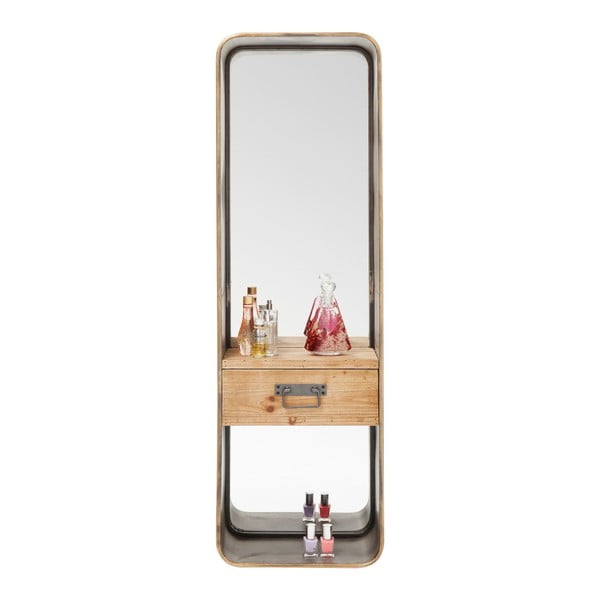 Sienas spogulis ar atvilktni Kare Design Curve, 120 x 36 cm