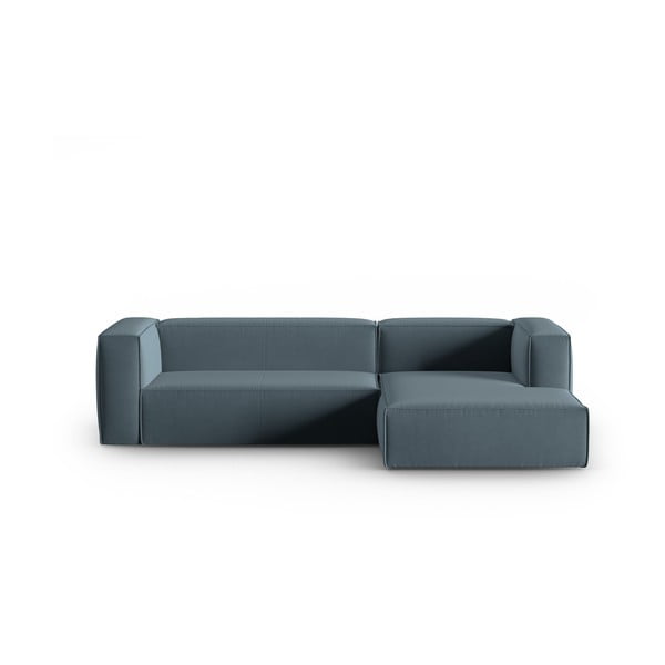 Zils samta stūra dīvāns Mackay – Cosmopolitan Design