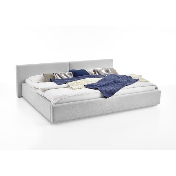 Pelēka polsterēta divvietīga gulta ar veļas kasti ar redelēm 200x240 cm Cube – Meise Möbel-image-4