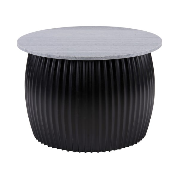 Melns apaļš žurnālgaldiņš ar marmora imitācijas galda virsmu ø 52 cm  Luscious  – Leitmotiv