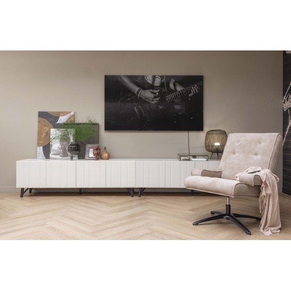 Krēmkrāsas priedes masīvkoka TV galdiņš 181x56 cm Miller – WOOOD-image-1