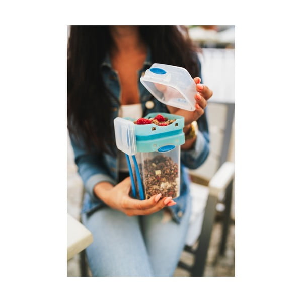 Zila pusdienu un uzkodu kaste ar galda piederumiem, Vialli Design, 650ml+230m-image-1