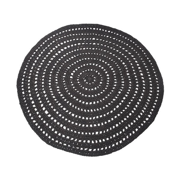 Melns apaļš kokvilnas paklājs LABEL51 Knitted, ⌀ 150 cm