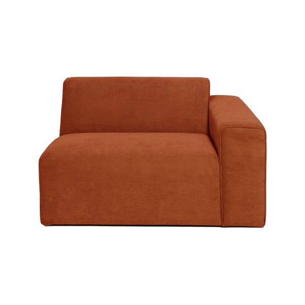Oranžs velveta dīvāna gala modulis Scandic Sting, 124 cm, labais stūris