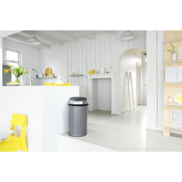 Pelēka ar pieskārienu atverama tērauda atkritumu tvertne 60 l Touch Bin – Brabantia-image-1