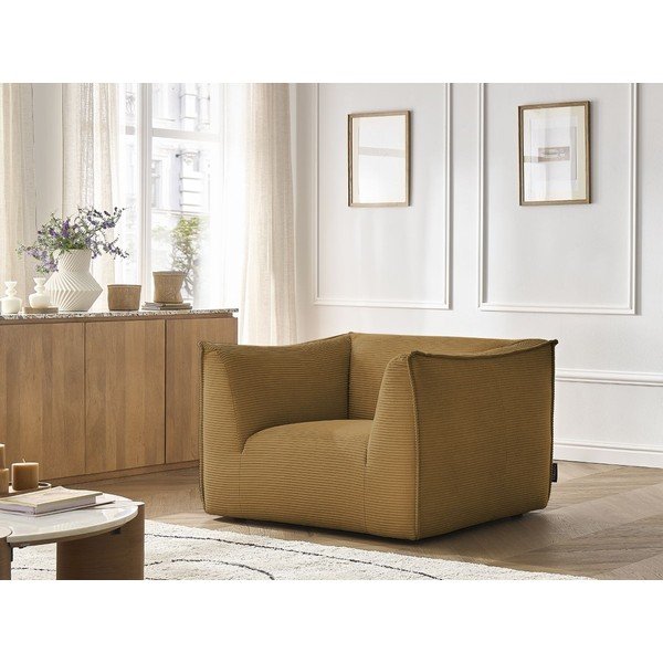 Sinepju dzeltens velveta atpūtas krēsls Giorgia – Bobochic Paris-image-1