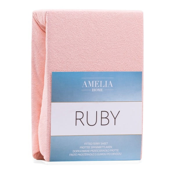 Gaiši rozā frotē palags ar gumiju 160x200 cm Ruby – AmeliaHome-image-2
