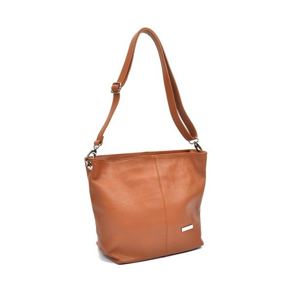 Gaiši konjaka brūna ādas rokassomiņa Luisa Vannini Ginata-image-2