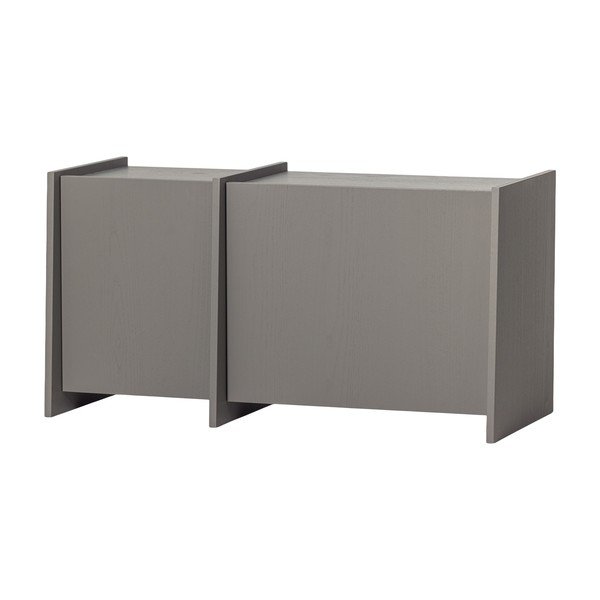 Pelēks TV galdiņš ar oškoka imitāciju 102x53x44 cm Brock – WOOOD