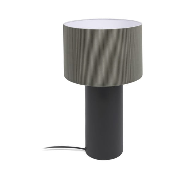 Melna/pelēka galda lampa ar metāla abažūru (augstums 50 cm) Domicina – Kave Home