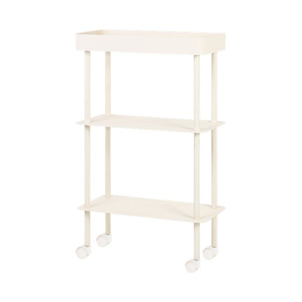 Bēšs metāla plaukts uz riteņiem 60x97x30 cm Nolle – noo.ma