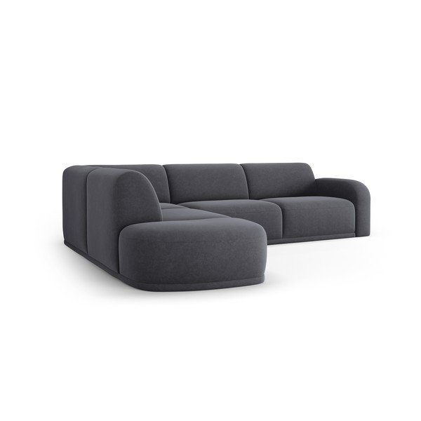 Pelēks samta stūra dīvāns Erin – Micadoni Home-image-3
