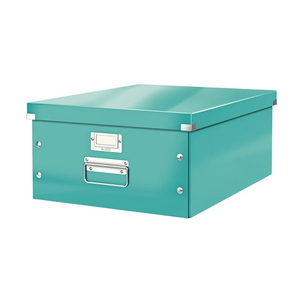Zaļa/tirkīzzila kartona uzglabāšanas kaste ar vāku 37x48x20 cm Click&Store – Leitz