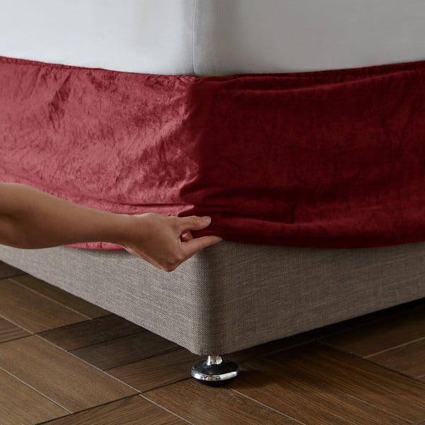 Sarkans samta gultas rāmja pārvalks ar gumiju 137x198 cm Kingsley – Catherine Lansfield-image-1