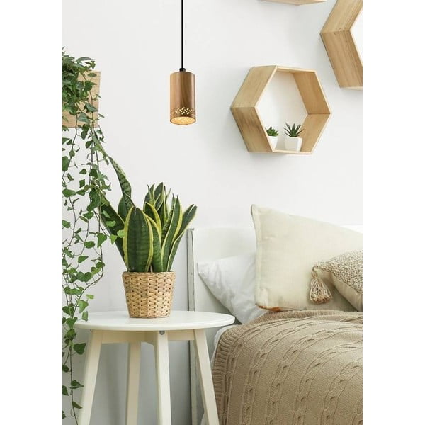 Melna piekaramā lampa no koka ø 7 cm Tubo – Candellux Lighting-image-1