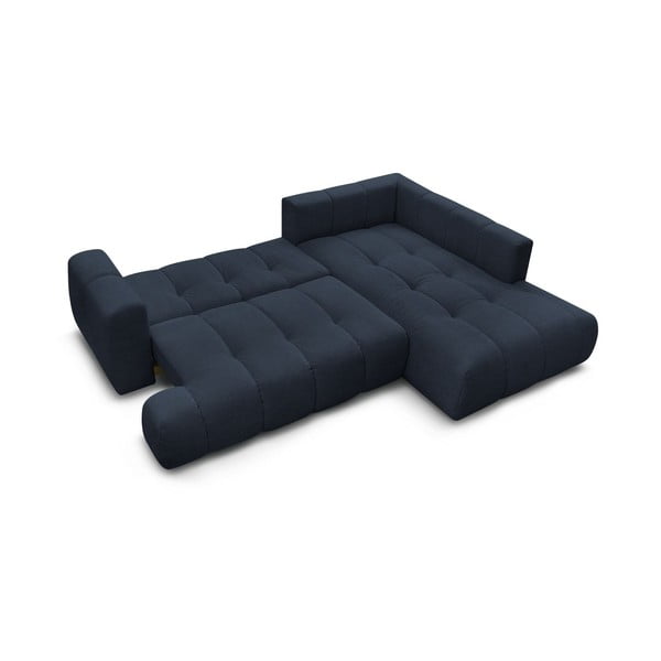 Tumši zils salokāms/ar uzglabāšanas vietu stūra dīvāns (ar labo stūri/L veida) Fuji – Bobochic Paris-image-4