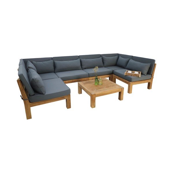 Pelēks tīkkoka dārza atpūtas komplekts 6 personām Aruba – HSM collection-image-2