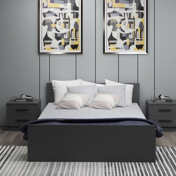 Antracīta pelēka divvietīga gulta 160x200 cm Kale – Kalune Design-image-3