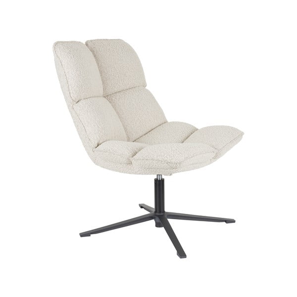 Krēmkrāsas grozāms atpūtas krēsls no buklē auduma Bros – White Label