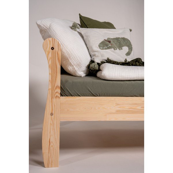 Dabīga toņa priedes masīvkoka bērnu gulta ar redelēm 90x190 cm Roma – Adeko-image-4