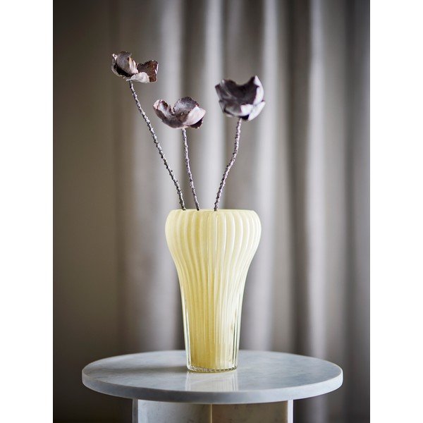 Gaiši dzeltena stikla rokām darināta vāze (augstums 28 cm) Averie – Bloomingville-image-1