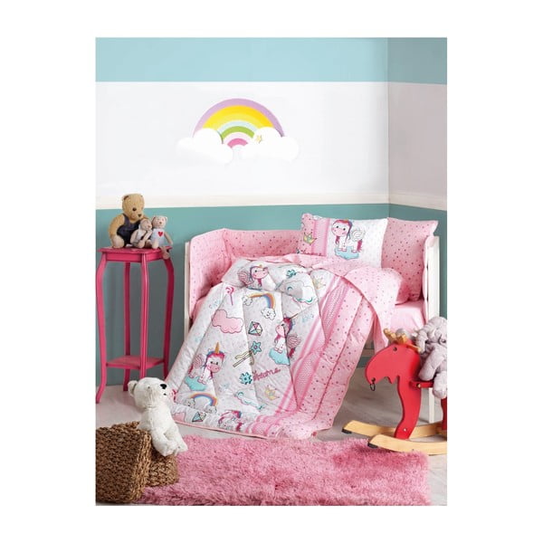 Bērnu kokvilnas gultasveļas komplekts vienvietīgai gultai Unicorn