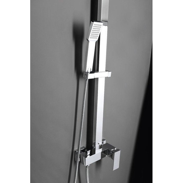 Spīdīgas sudraba krāsas misiņa dušas komplekts ar akumulatoru ar dušas galvu/ar rokas dušu 118 cm Latus – Sapho-image-2