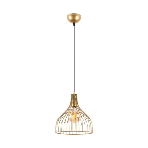 Zelta krāsas piekaramā lampa ar metāla abažūru ø 25 cm Cafu – Opviq lights