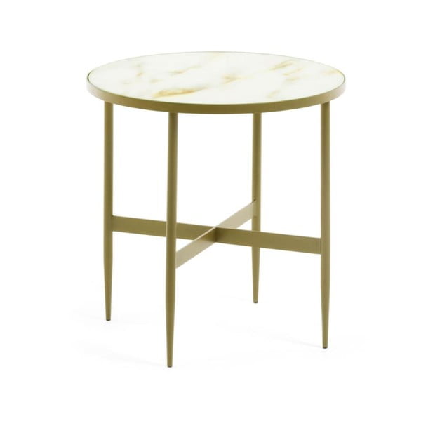 Apaļš sānu galdiņš ar marmora imitācijas galda virsmu ø 50 cm Elisenda – Kave Home