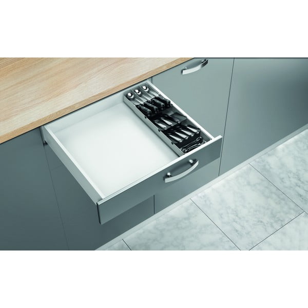 Pelēks plastmasas galda piederumu organizators 15 x 49 cm – Metaltex-image-3