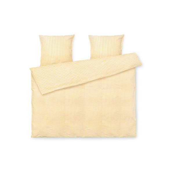 Dzeltena divguļamā gultas veļa no krepa auduma 200x220 cm Bæk&Bølge – JUNA