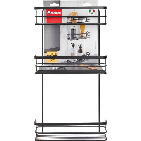 Melns trīs līmeņu vannas istabas plaukts Metaltex Origin-image-2
