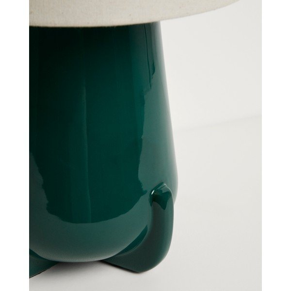 Zaļa/ziloņkaula krāsas keramikas galda lampa (augstums 45,5 cm) Odra – Kave Home-image-4