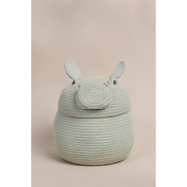Gaiši pelēks tekstila bērnu rotaļlietu grozs ø 25x30 cm Henry the Hippo – Lorena Canals-image-4