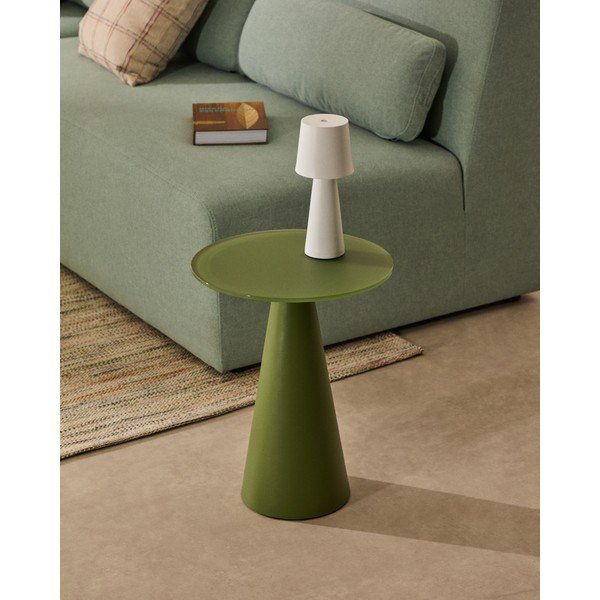 Apaļš sānu galdiņš ar stikla galda virsmu ø 35 cm Wilshire – Kave Home-image-1