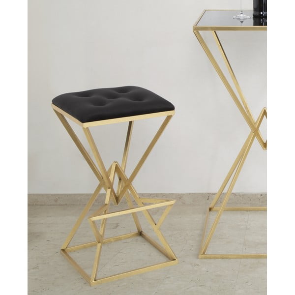 Melna/zelta krāsas polsterēta bāra taburete (sēdekļa augstums 75 cm) Piramid – Mauro Ferretti-image-3
