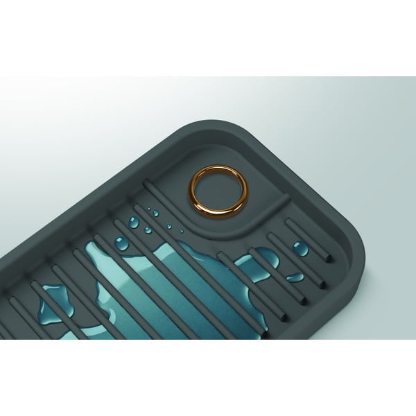 Pelēks silikona tīrīšanas piederumu organizators pie izlietnes – Metaltex-image-3