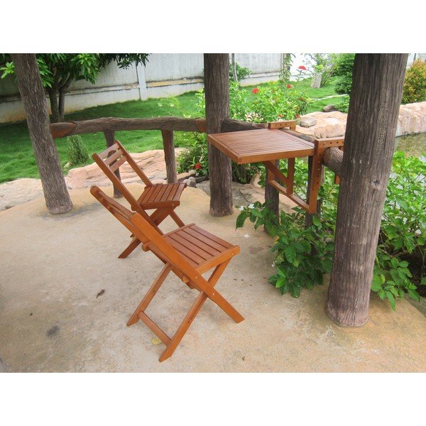 2 krēslu un piekaramā galda komplekts no eikalipta koka Garden Pleasure Balcony Berkeley-image-1