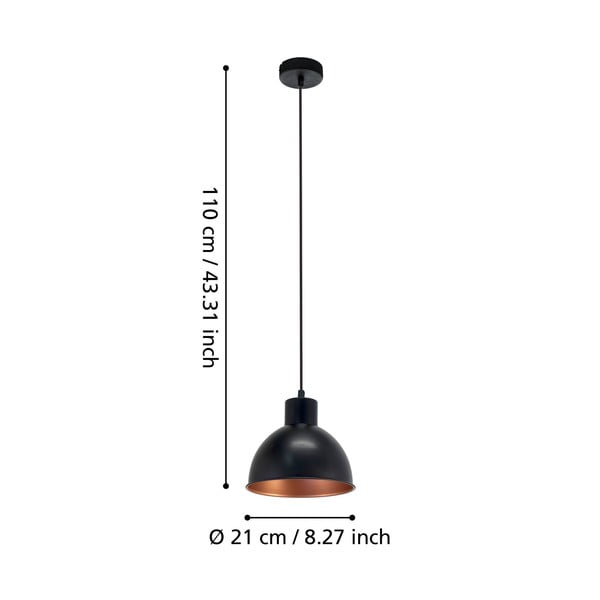 Melna/bronzas krāsas piekaramā lampa ar metāla abažūru ø 21 cm TRURO 1 – EGLO-image-2