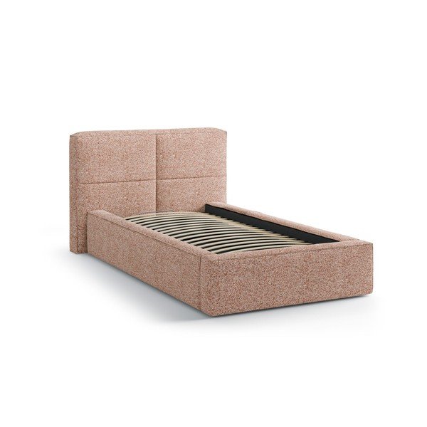 Rozā polsterēta vienvietīga gulta ar veļas kasti ar redelēm 90x200 cm Darren – Micadoni -image-2