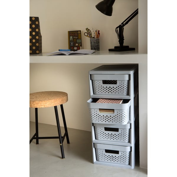 Pelēks plastmasas plaukts uz riteņiem 29,5x65,5 cm Infinity – Curver-image-1