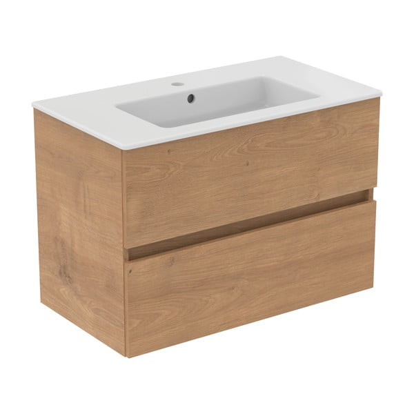 Dabīga toņa piekarams skapītis zem izlietnes ar ozolkoka imitāciju 80x55 cm Eurovit+ – Ideal Standard-image-3