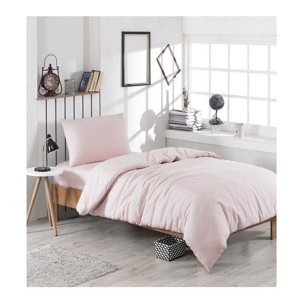 Vienvietīgas gultas gultas gultas veļa ar pārklāju Mīlīgi rozā, 160 x 220 cm