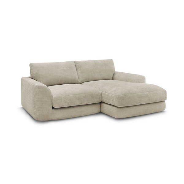 Bēšs stūra dīvāns no šenila auduma (ar labo stūri/ar zvilni) Leonore – Bobochic Paris